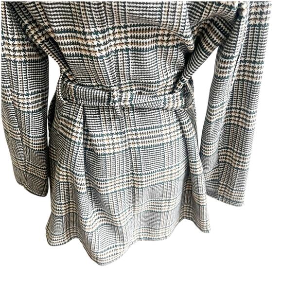 Love Tree Size Large Plaid Longline PeaCoat Belted Multicolor Pockets Preppy - Picture 7 of 13